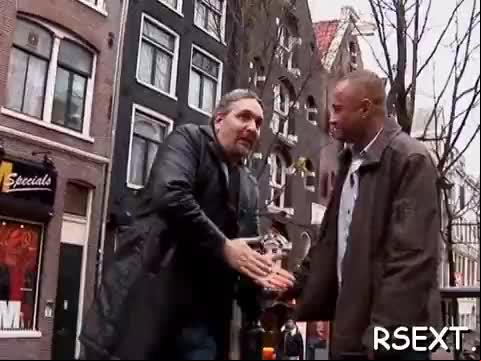 Excited man inquires amsterdam